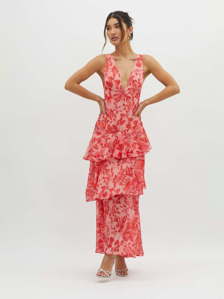 Léa | Robe Midi d'Été à Volants Tendance Élégant