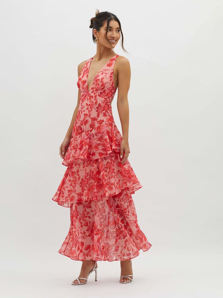 Léa | Robe Midi d'Été à Volants Tendance Élégant