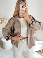 Veste taupe effet daim - Lou