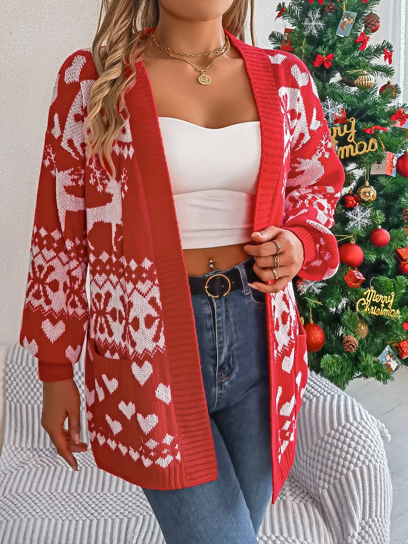 Camille | Cardigan de Noël Tendance Printanier Élégant