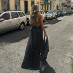 Camille | Robe Maxi V-Cou à Pois Tendance Élégant