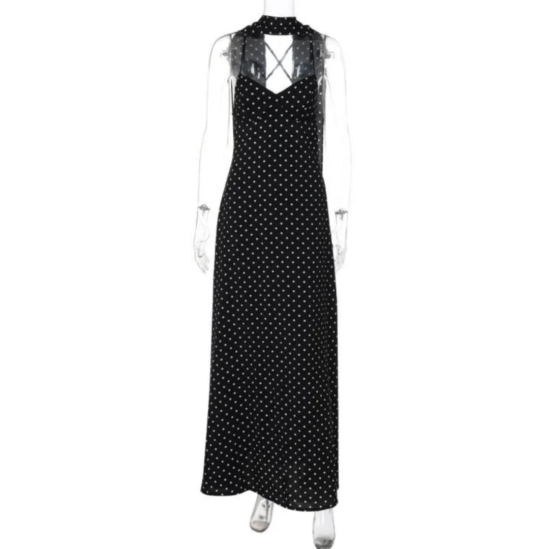 Camille | Robe Maxi V-Cou à Pois Tendance Élégant
