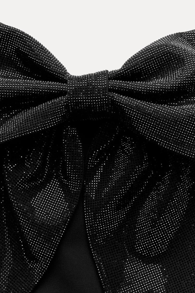 Camille | Top Court à Nœud Pailleté Tendance Éclatant