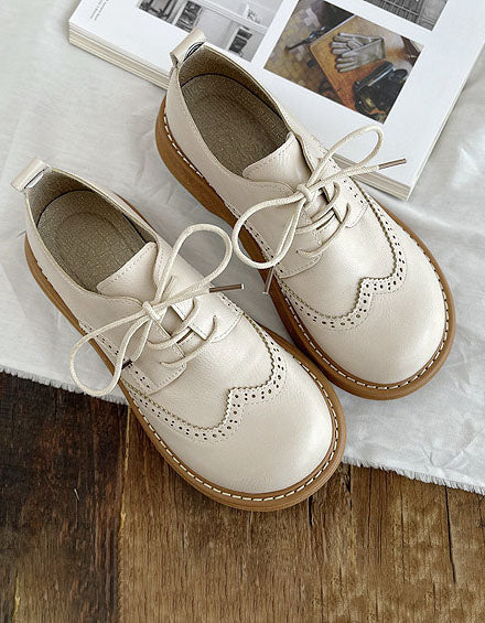 Aurore - Chaussures Oxford Bout Carré Large Femme – Ivoire