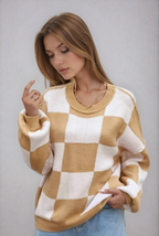 Camille | Pull en Tricot Damier Tendance Printanier