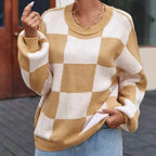 Camille | Pull en Tricot Damier Tendance Printanier