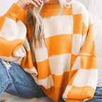 Camille | Pull en Tricot Damier Tendance Printanier