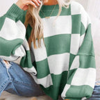 Camille | Pull en Tricot Damier Tendance Printanier