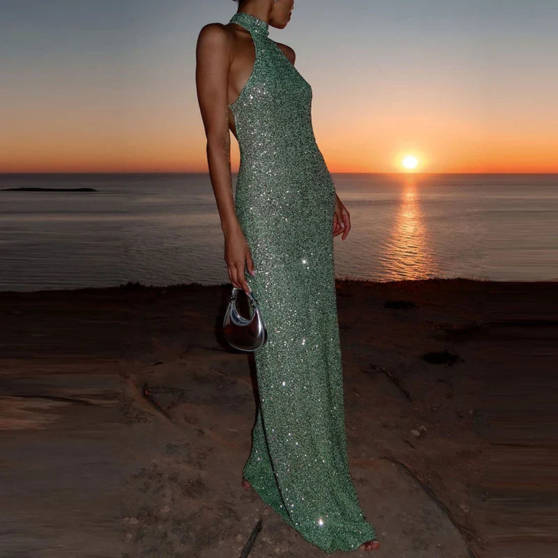 Emma | Robe Maxi Sequins Chic Élégante