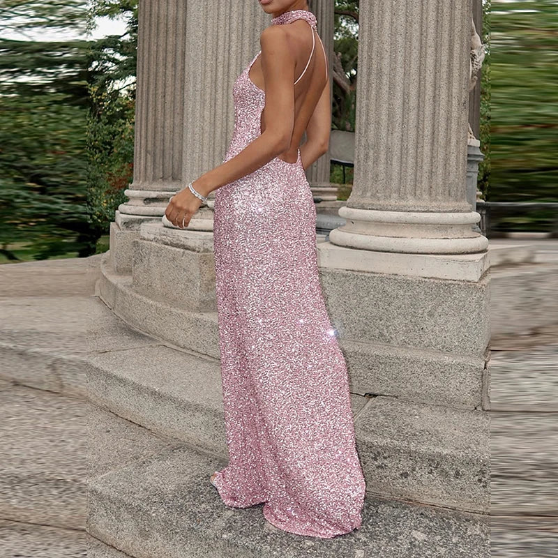 Emma | Robe Maxi Sequins Chic Élégante