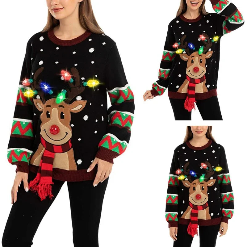 Claire | Pull lumineux de Noël Tendance Éclatant