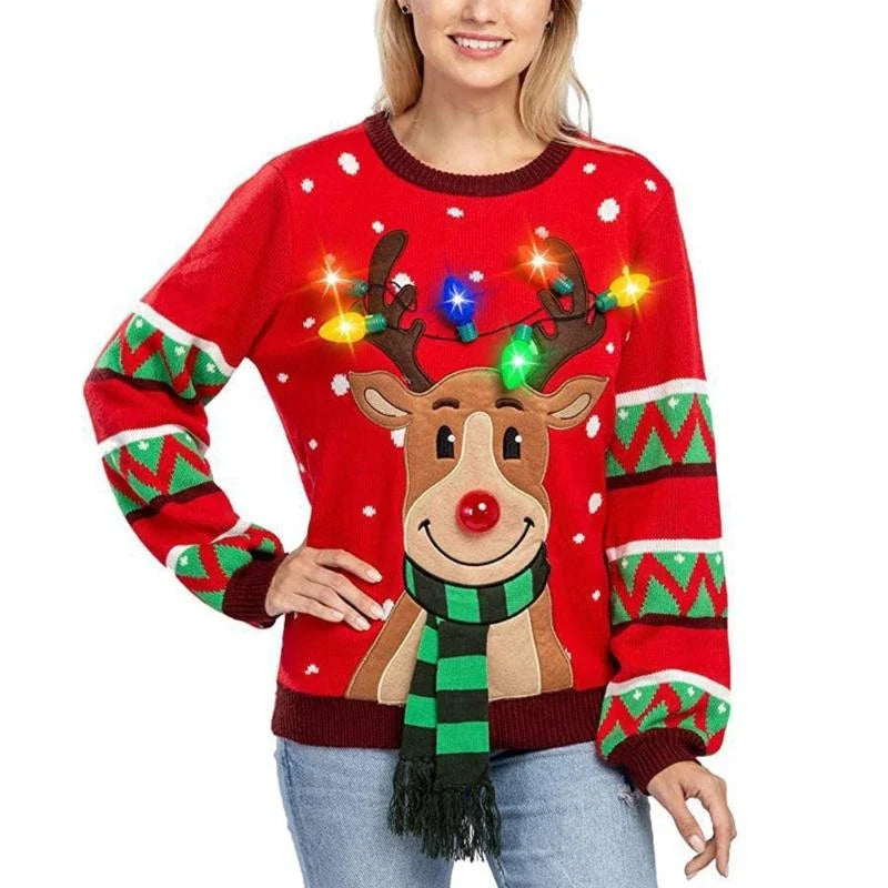 Claire | Pull lumineux de Noël Tendance Éclatant