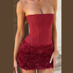 Clara | Robe de Soirée Mini Rouge Tendance Élégant