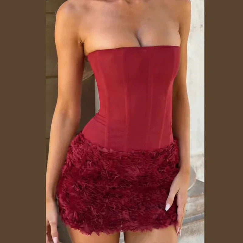 Clara | Robe de Soirée Mini Rouge Tendance Élégant