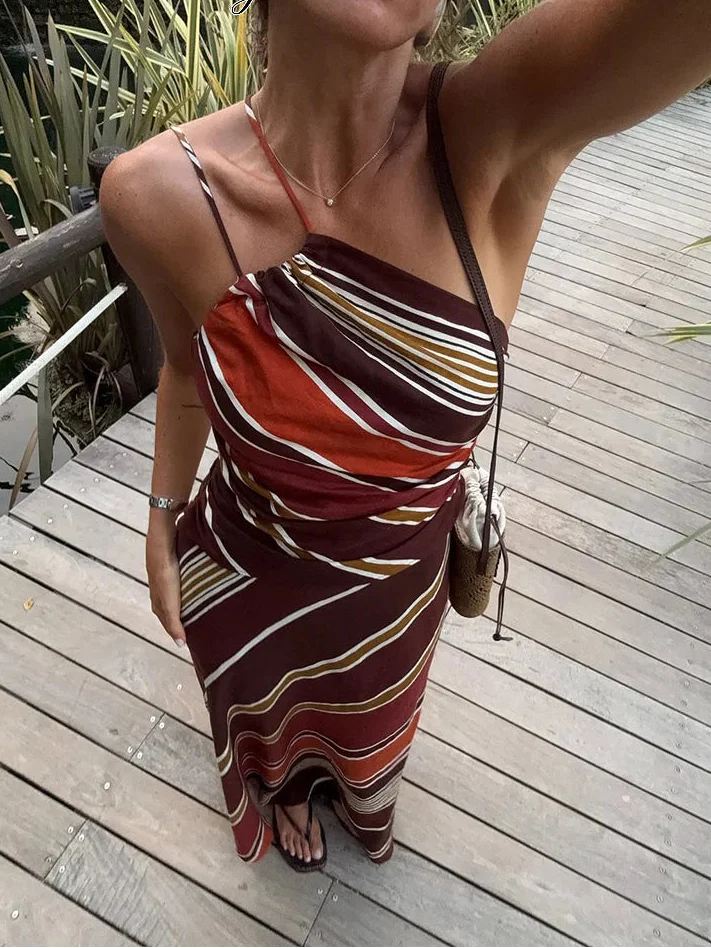 Camille | Robe Maxi Halter Style Fluide Tendance Éclatant
