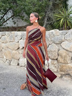 Camille | Robe Maxi Halter Style Fluide Tendance Éclatant