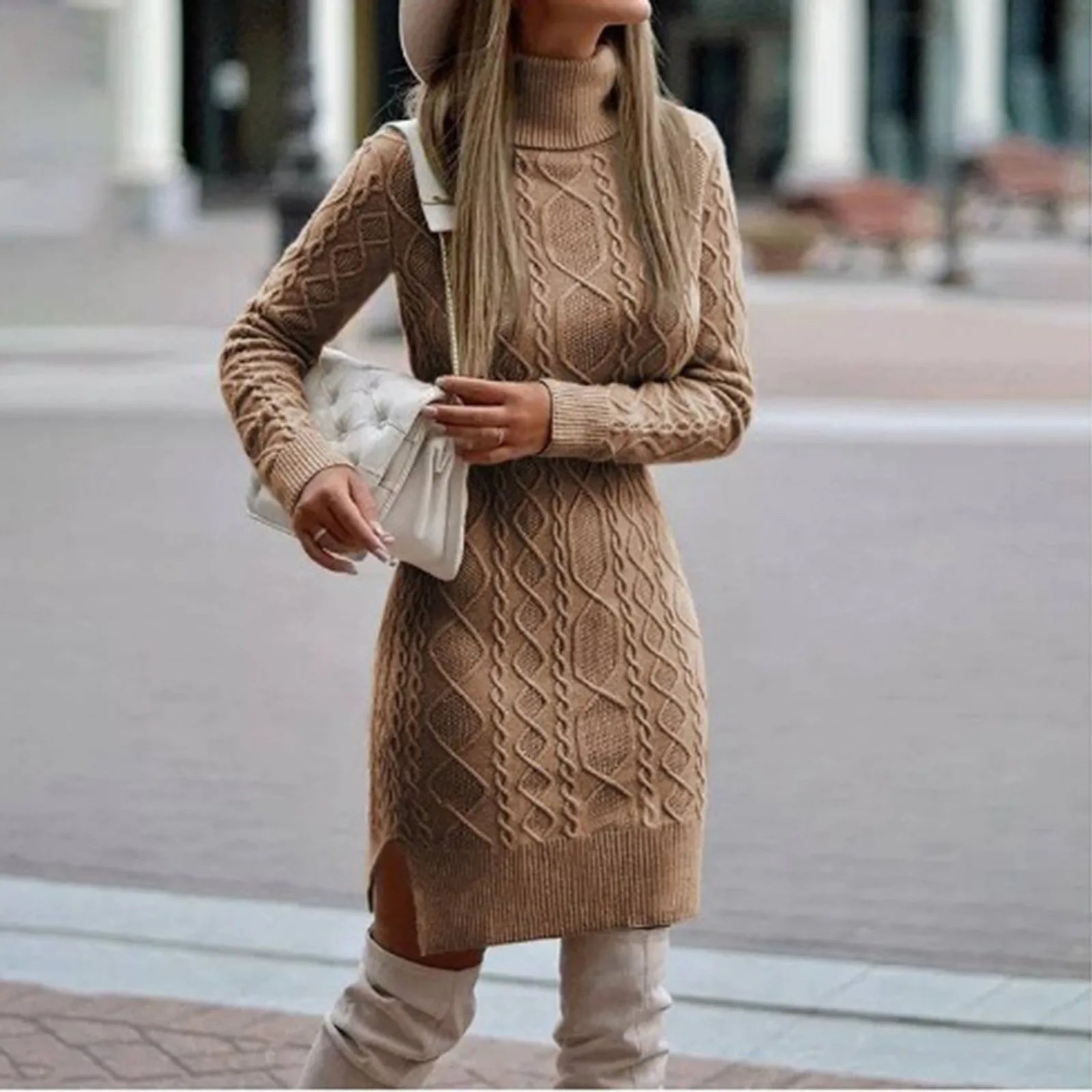 Camille | Robe Pull Tricot A-Line Tendance Éclatant