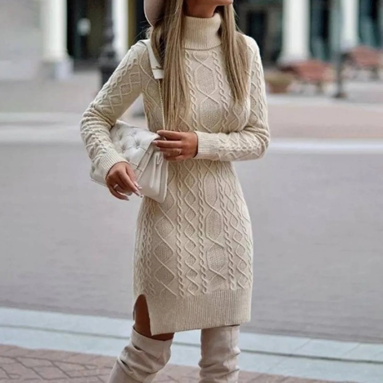 Camille | Robe Pull Tricot A-Line Tendance Éclatant