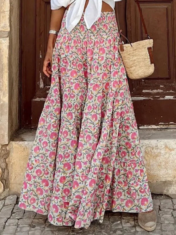Jupe Maxi Bohème à Imprimé Floral Tendance