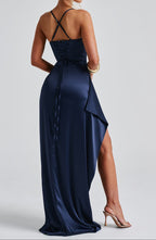 Camille | Robe Maxi Soirée Bleu Marine Tendance Élégante