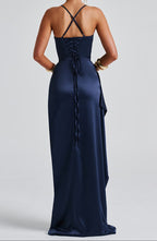 Camille | Robe Maxi Soirée Bleu Marine Tendance Élégante