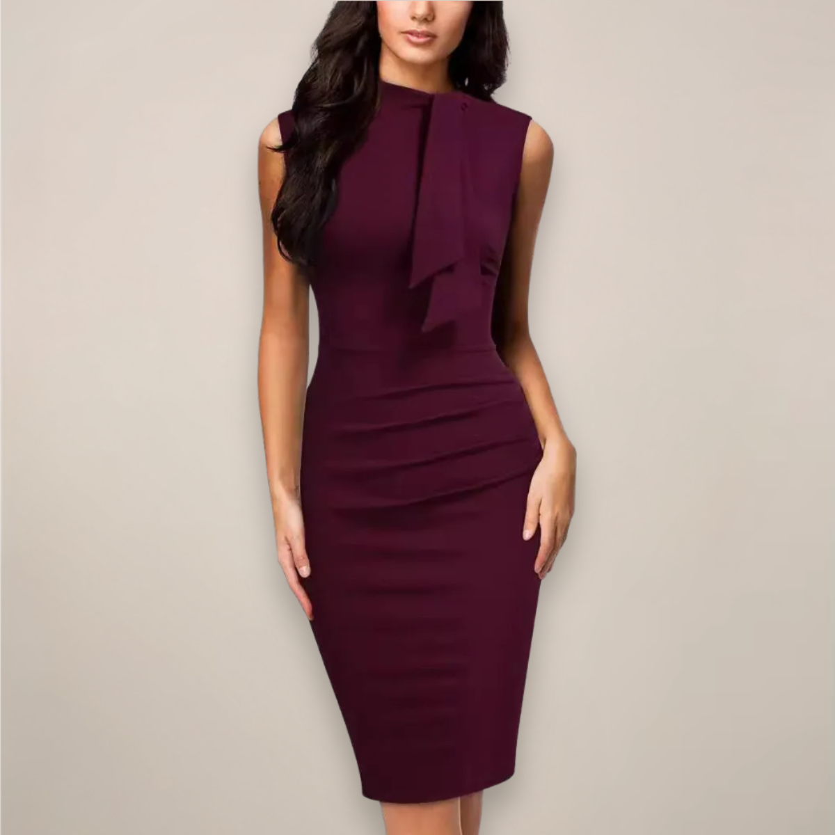 Camille | Robe Cocktail Midi Ajustée Tendance Élégante