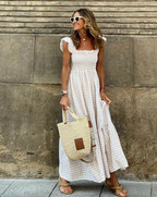 Claire | Robe Maxi à Carreaux Chic Printanier
