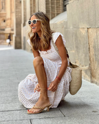 Claire | Robe Maxi à Carreaux Chic Printanier
