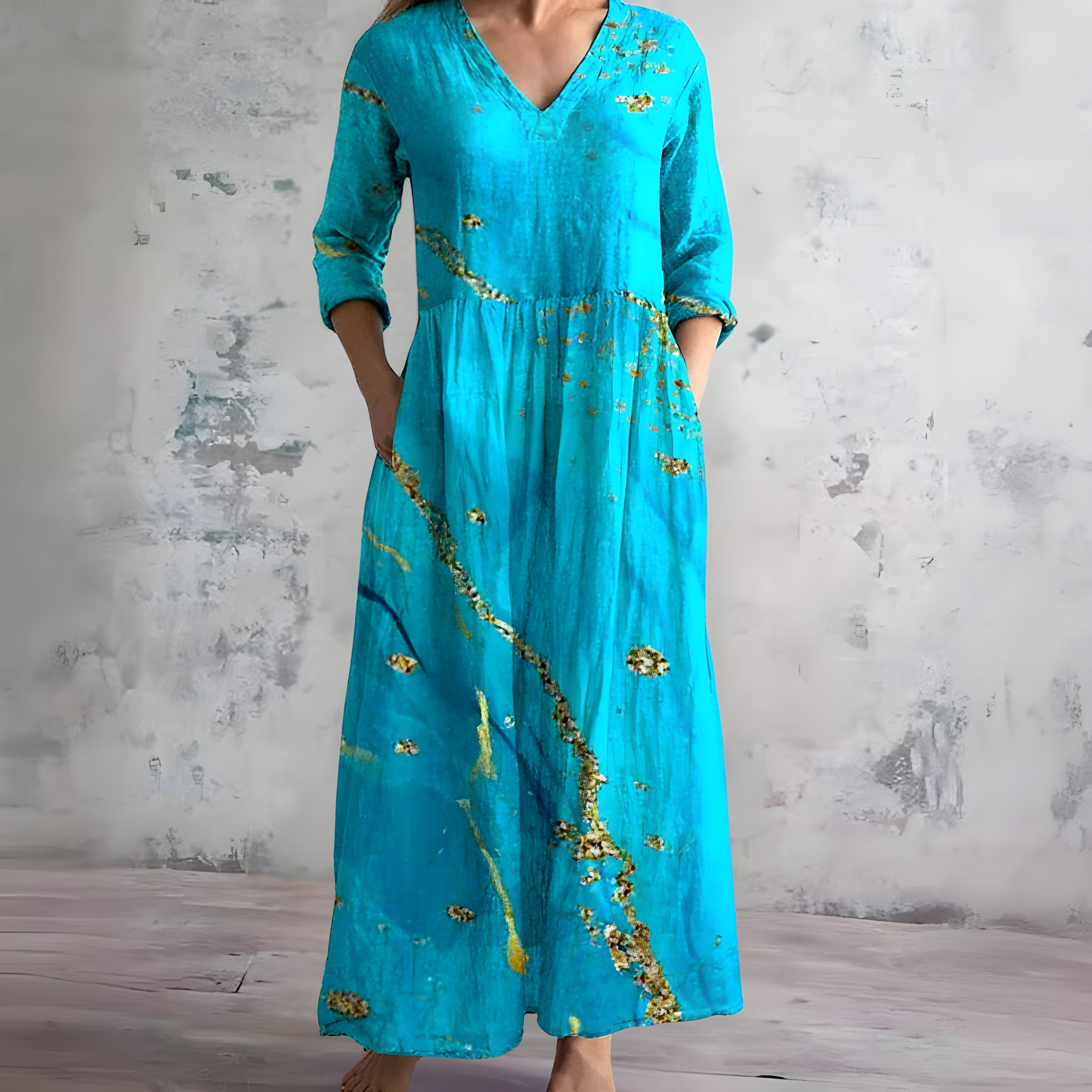 Claire | Robe Maxi Fleurie Col V Tendance Élégant