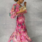 Claire | Robe Maxi Évasée Florale Tendance Été Élégant