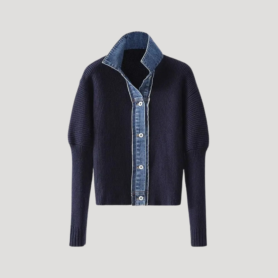 Claire | Cardigan en Tricot Marine Tendance Élégant