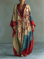 Wendy | Robe longue à fleurs de prunier rouge japonais