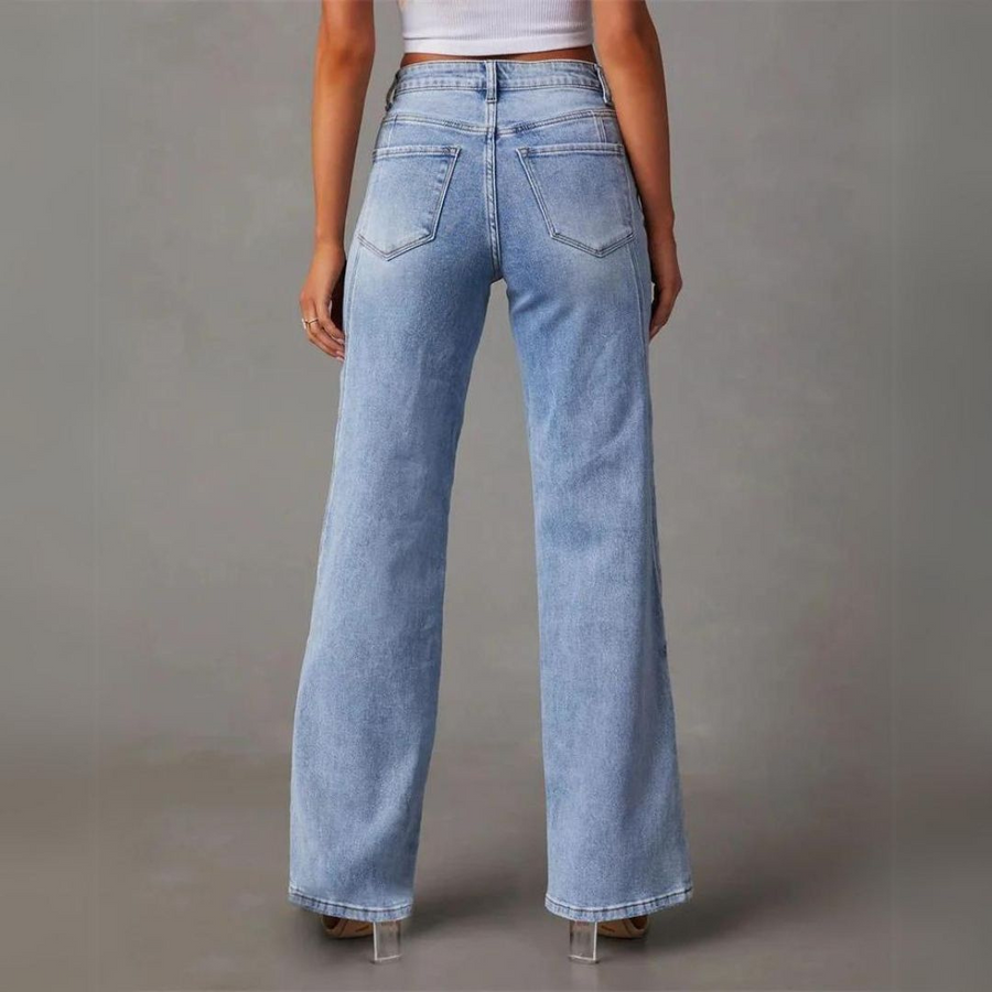 Jean Droit Taille Haute Tendance pour Printemps