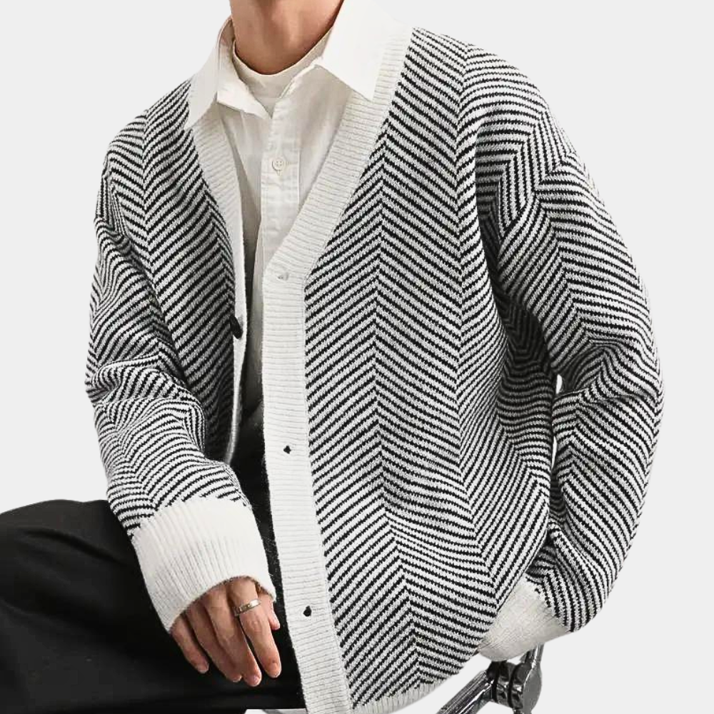 Étienne - Cardigan Décontracté Tricot Homme – Noire