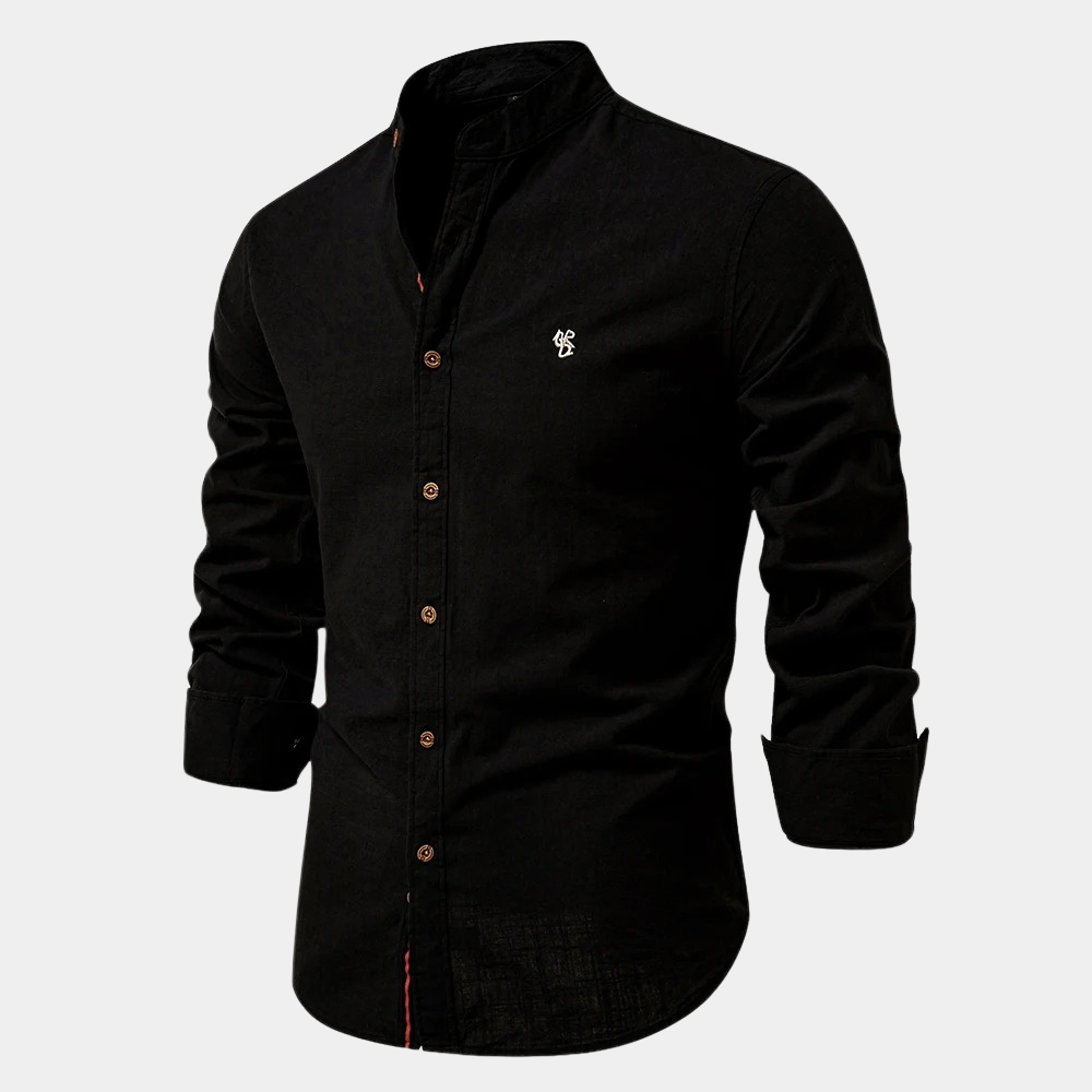 Chemise Homme En Lin Col Mao Élégante - Vito – Jaune