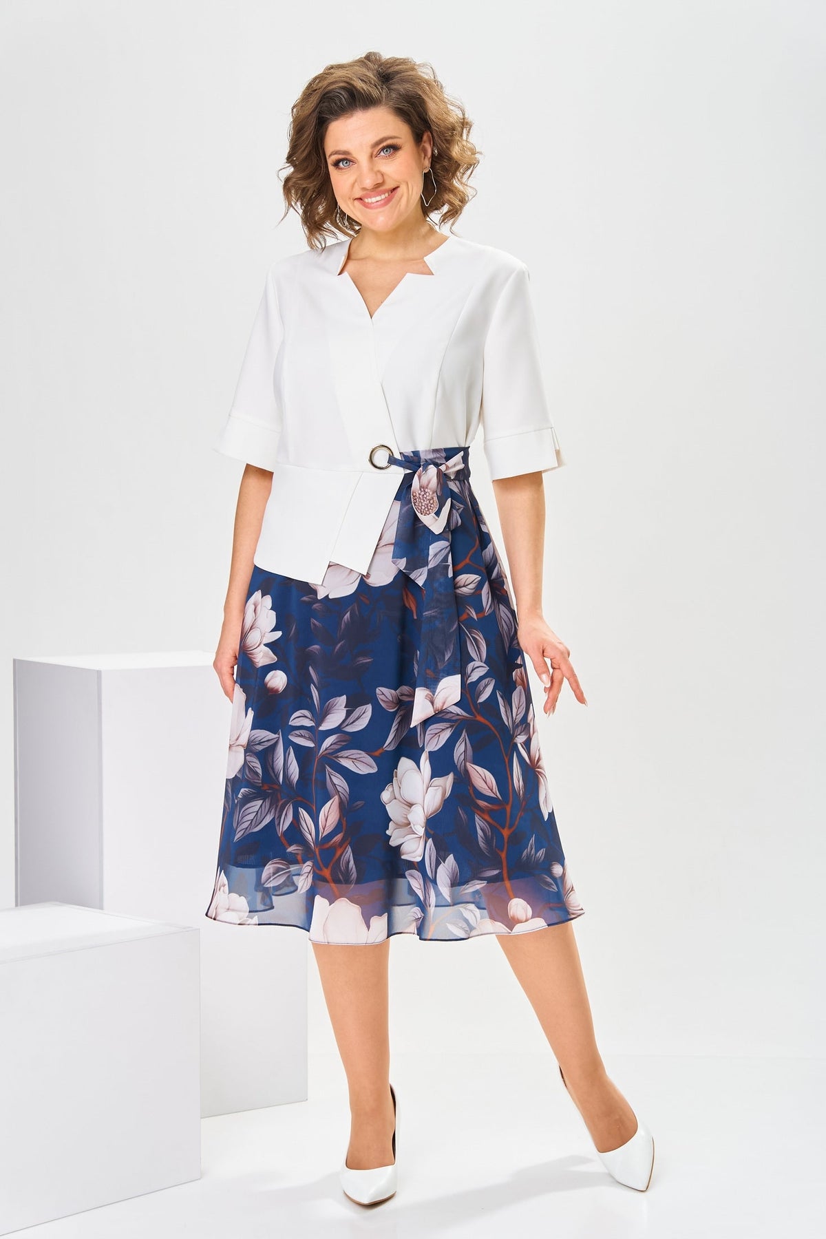 Florence - Robe Mi-Longue Femme Élégante Fleurie