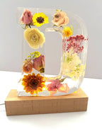 🌸Lampe de nuit artisanale en résine florale