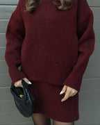 Léa™ | Ensemble Pull & Jupe en Maille Élégante