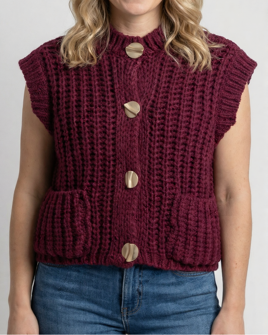 Gilet Maille Épaisse Boutonné