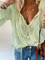 Blouse Femme En Dentelle Col V Bohème - Apolline
