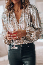 Blouse Femme À Paillettes Manches Longues - Ophélie