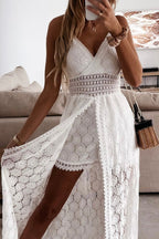 Amélie - Robe Maxi Boho Imprimé Ikat Femme – Blanc