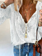 Blouse Femme En Dentelle Col V Bohème - Apolline