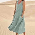Agathe - Robe Lin Sans Manches Longue Femme