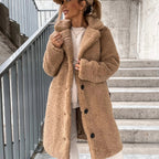 Elina - Manteau long teddy femme – Beige