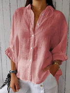 Stéphanie - Chemise en Lin Légère Boutonnée Femme