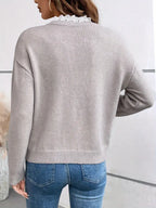 Céline | Pull Chic en Tricot avec Col en Dentelle Élégant