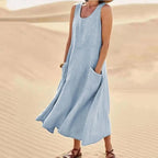 Agathe - Robe Lin Sans Manches Longue Femme
