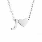 Minimalist Initial Necklace with Heart Charm
