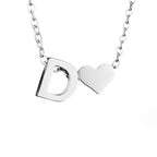Minimalist Initial Necklace with Heart Charm